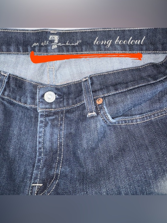 7 For All Mankind Long Bootcut Jeans | Size 32 Dark Wash - Picture 7 of 10